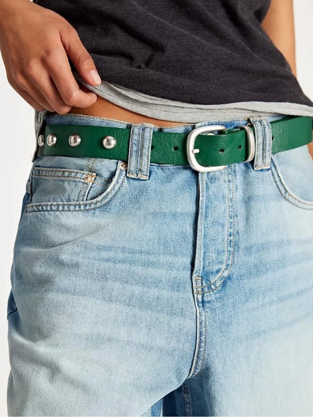 NWOT Free People Rhodes Stud Belt Green Size S/M